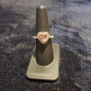 3/$10 Silver ring with Pink heart cz